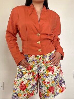 Vintage Spiegel Orange Structured Blazer with Gold Buttons // size 6
